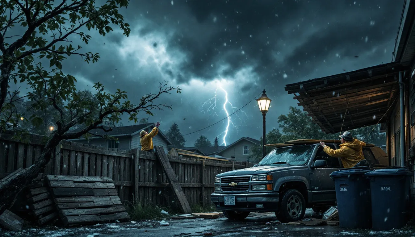 Tips for preparing for a hailstorm, including securing vehicles and property.