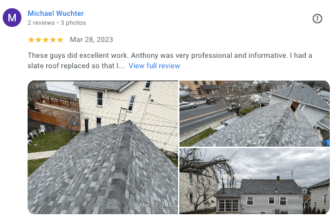 5 star Google review to reimagine Roofing