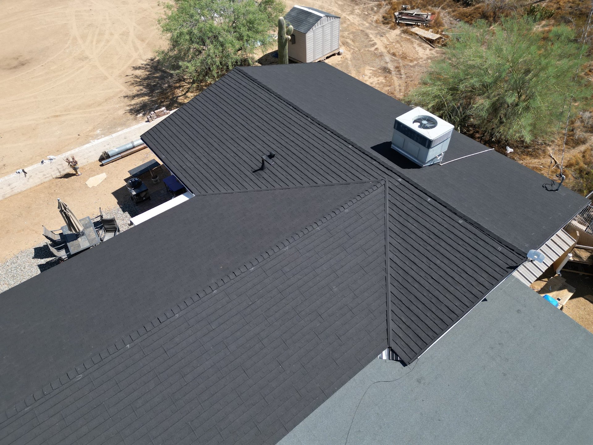 New stone-coated steel roof on an Arizona desert home